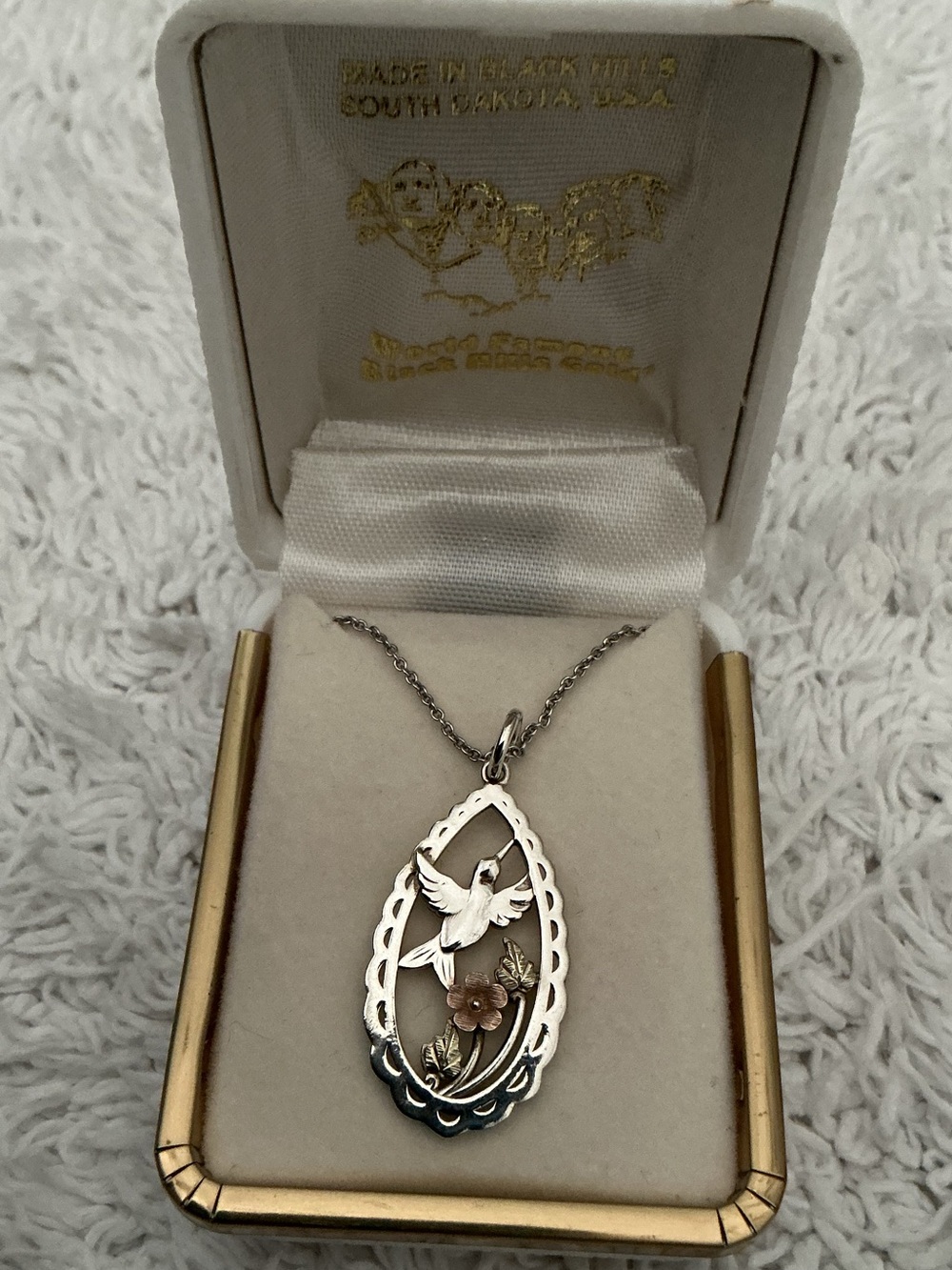 Black Hills Gold 925 12K Hummingbird Necklace